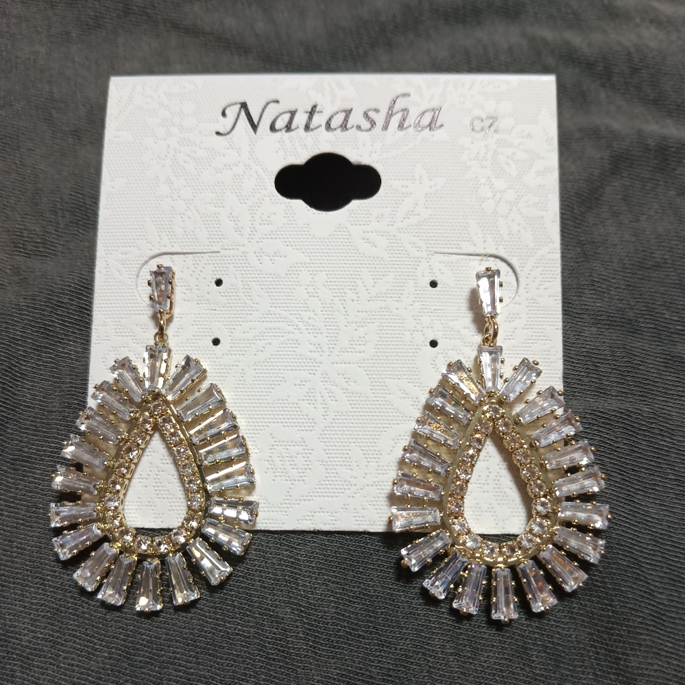 Natasha Gold and Cubic Zirconia Earrings